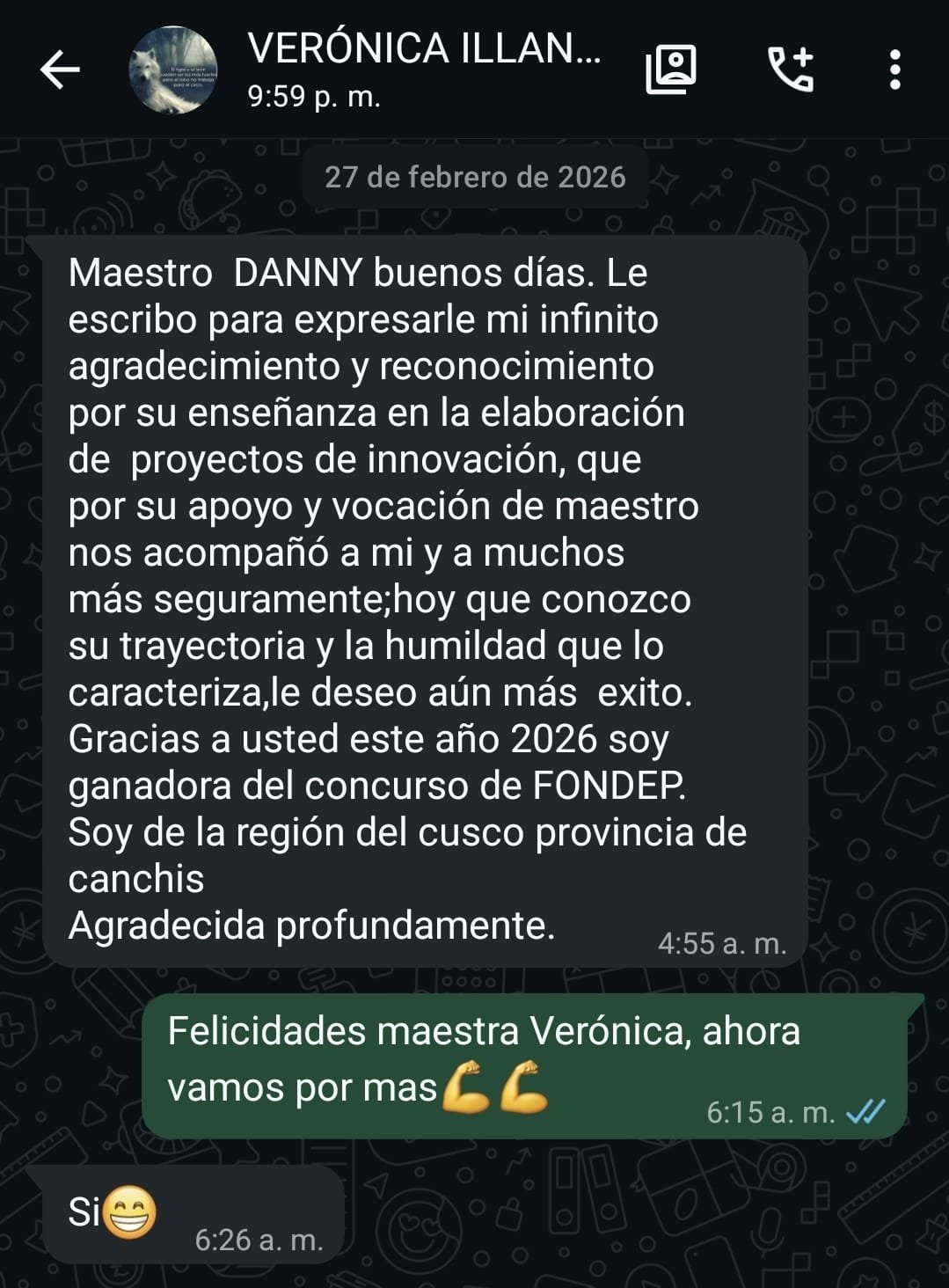 Testimonio de participante 1 sobre el acompañamiento en proyectos de innovación