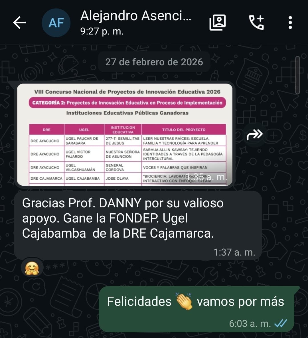 Testimonio de participante 10 sobre el acompañamiento en proyectos de innovación