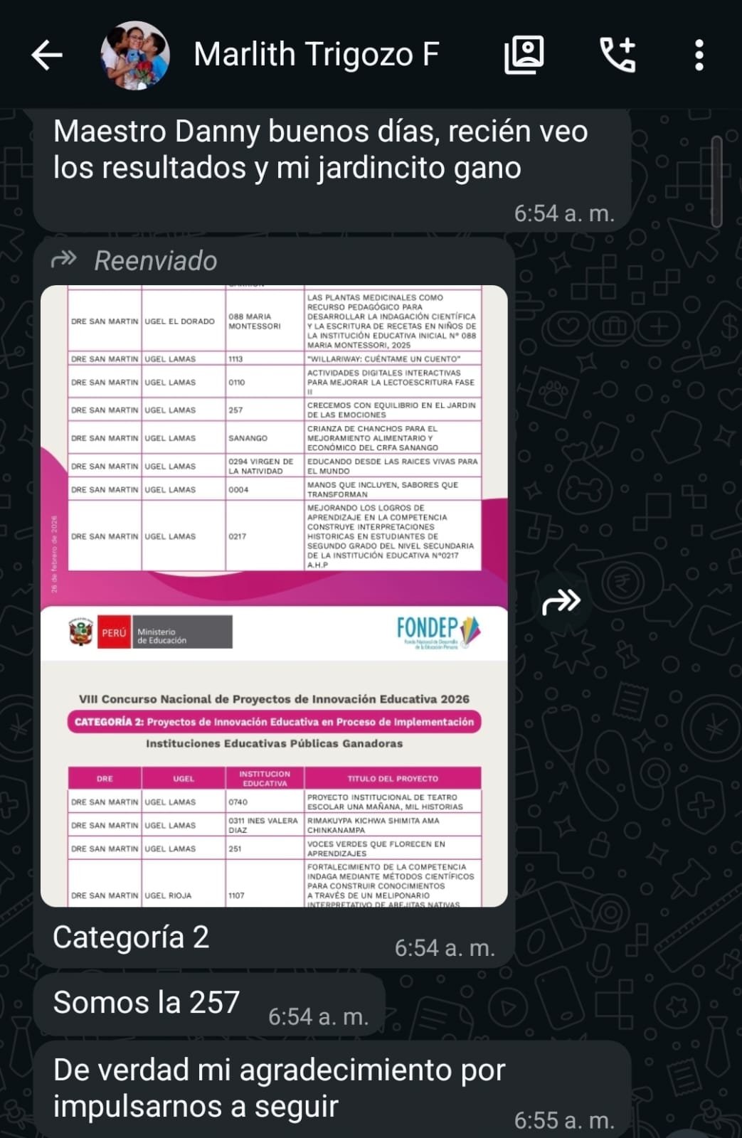 Testimonio de participante 2 sobre el acompañamiento en proyectos de innovación