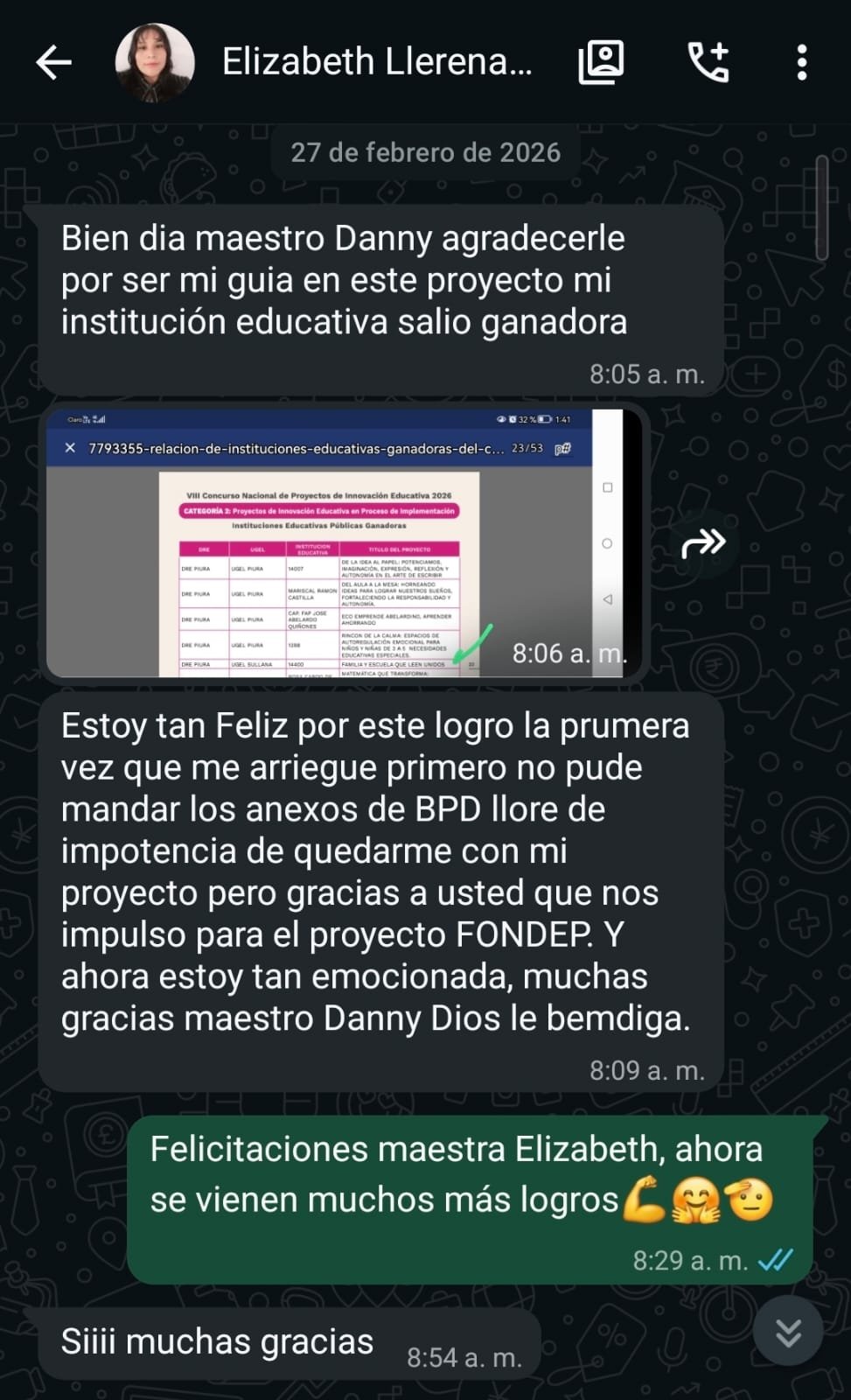 Testimonio de participante 3 sobre el acompañamiento en proyectos de innovación