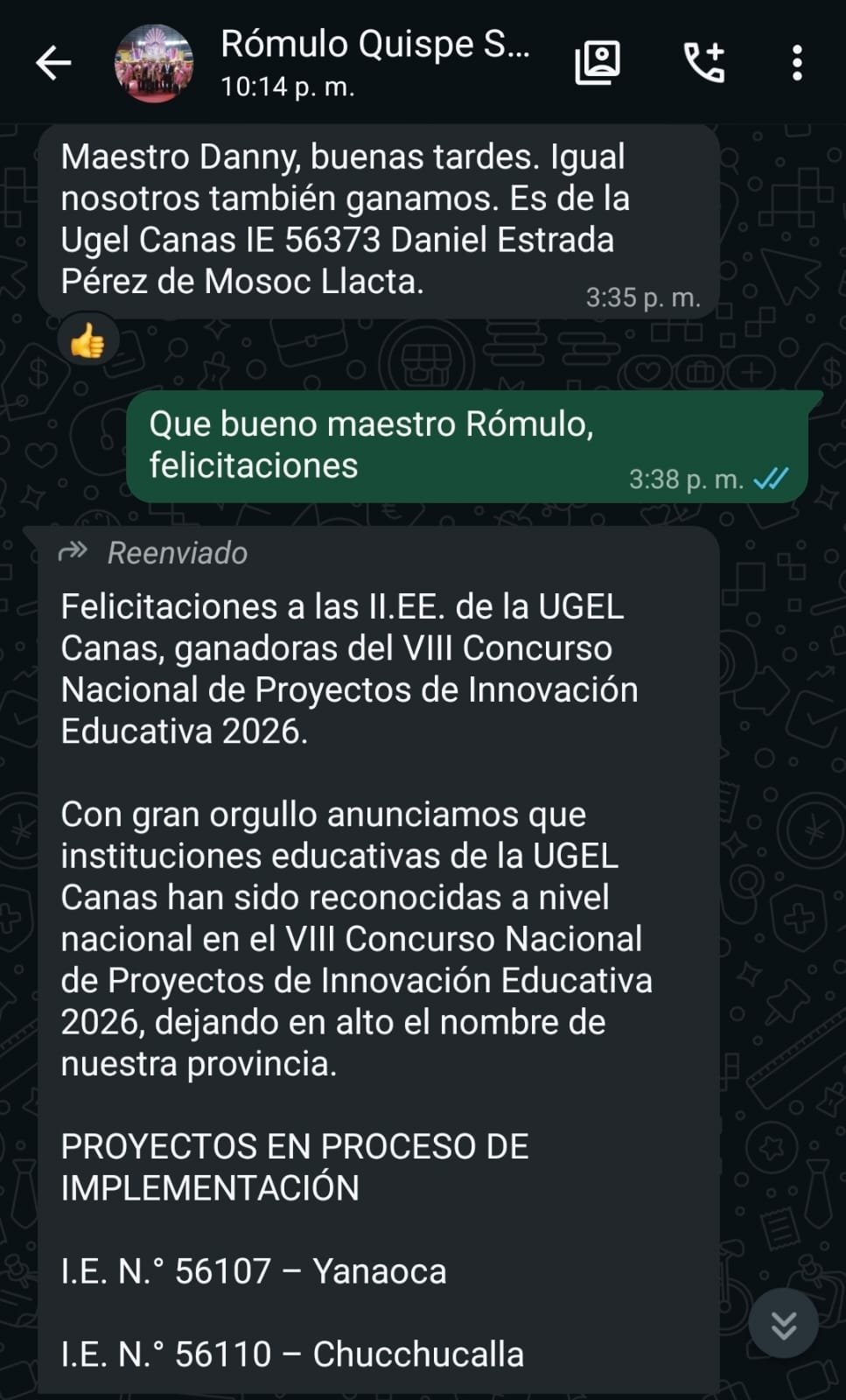 Testimonio de participante 5 sobre el acompañamiento en proyectos de innovación