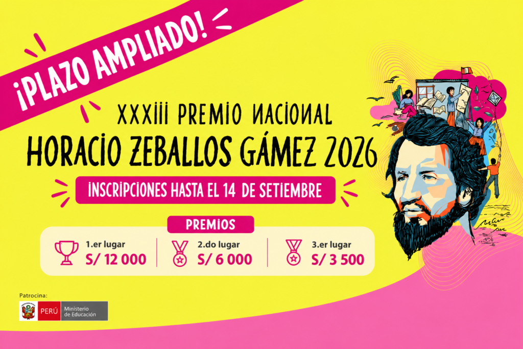 Premio Horacio Zeballos Gámez 2026 con inscripciones ampliadas hasta el 14 de setiembre y premios de S/ 12 000, S/ 6 000 y S/ 3 500